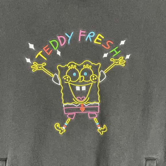 Teddy Fresh SpongeBob Hoodie Mens Large Black 2020 Embroidered Nickelodeon - Picture 2 of 13